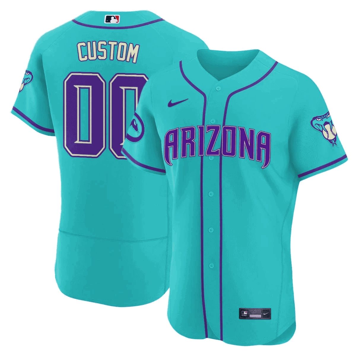 Men Arizona Diamondback Light Blue Nike 2024 Teal Purple Custom MLB Jersey style 1->customized mlb jersey->Custom Jersey